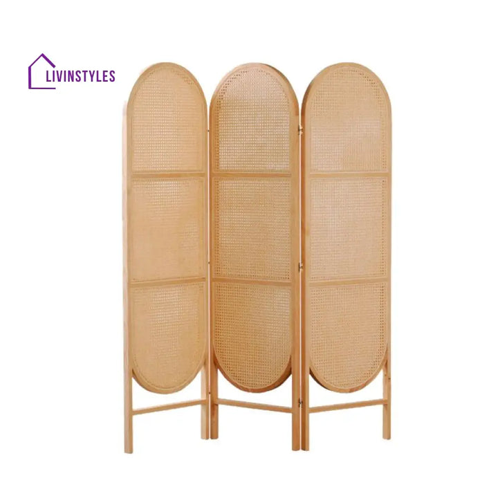 Lyra Wooden and Cane Weaving Room Partition for Living Room