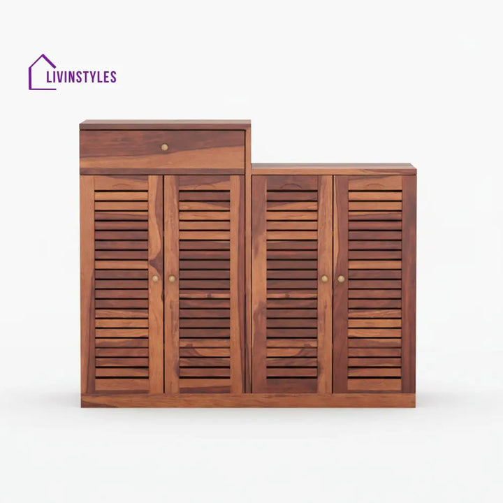 Macarena Sheesham Wood Shoe Rack with Door Honey