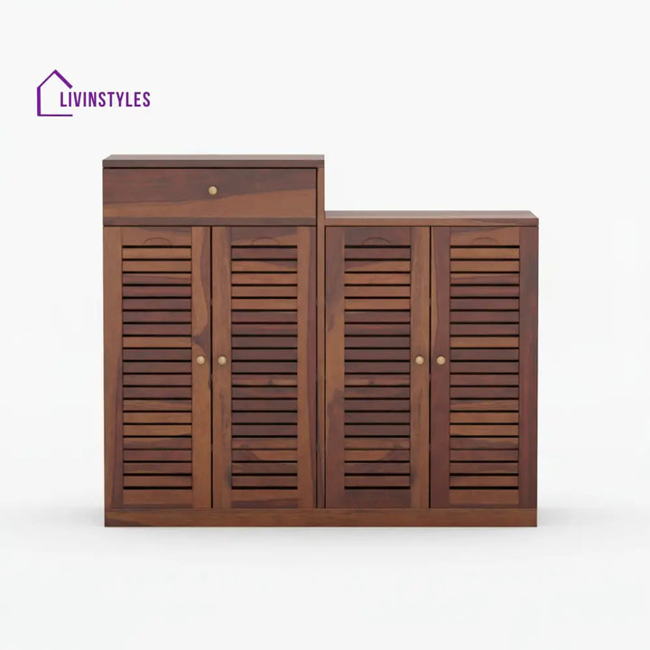 Macarena Sheesham Wood Shoe Rack with Door Walnut