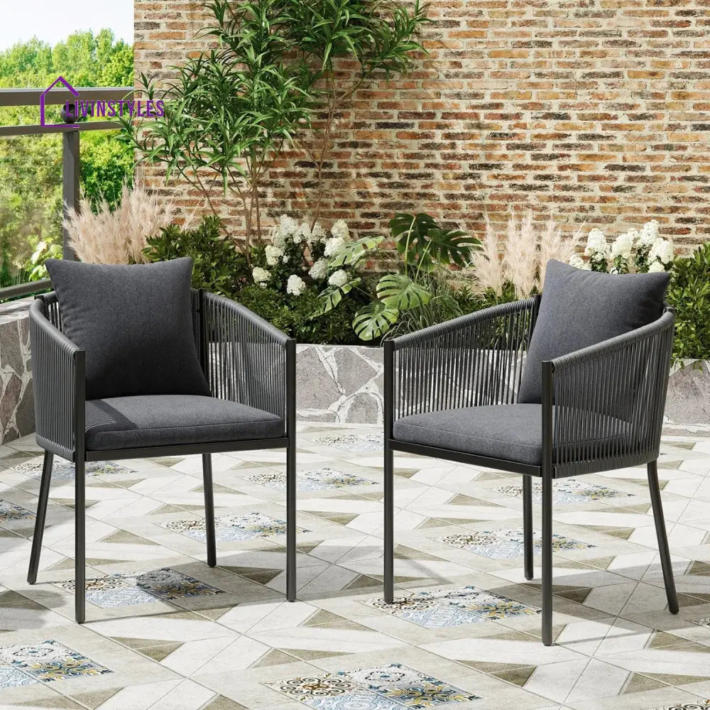 Mackenzie 2-Piece Outdoor Rope Patio Dining Chairs Dinning Chairs