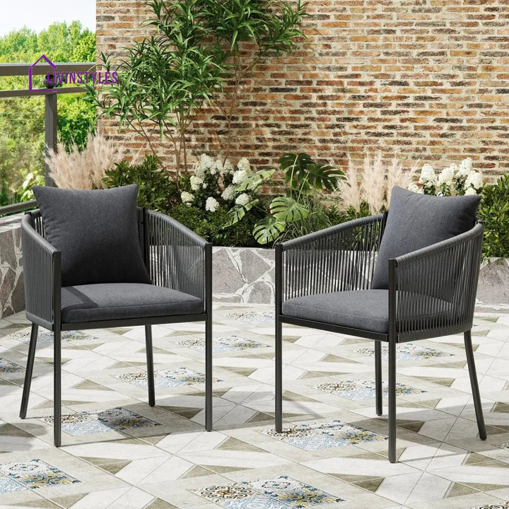 Mackenzie 2-Piece Outdoor Rope Patio Dining Chairs Dinning Chairs