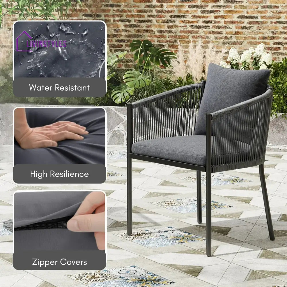 Mackenzie 2-Piece Outdoor Rope Patio Dining Chairs Dinning Chairs