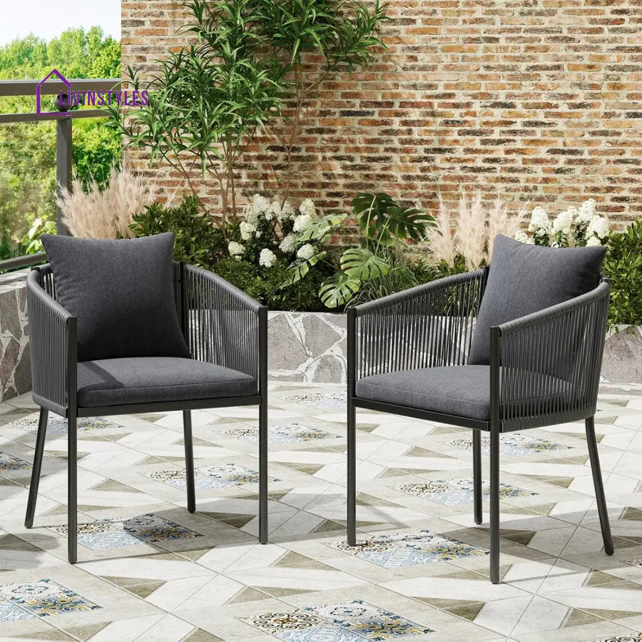Mackenzie 2-Piece Outdoor Rope Patio Dining Chairs Dinning Chairs