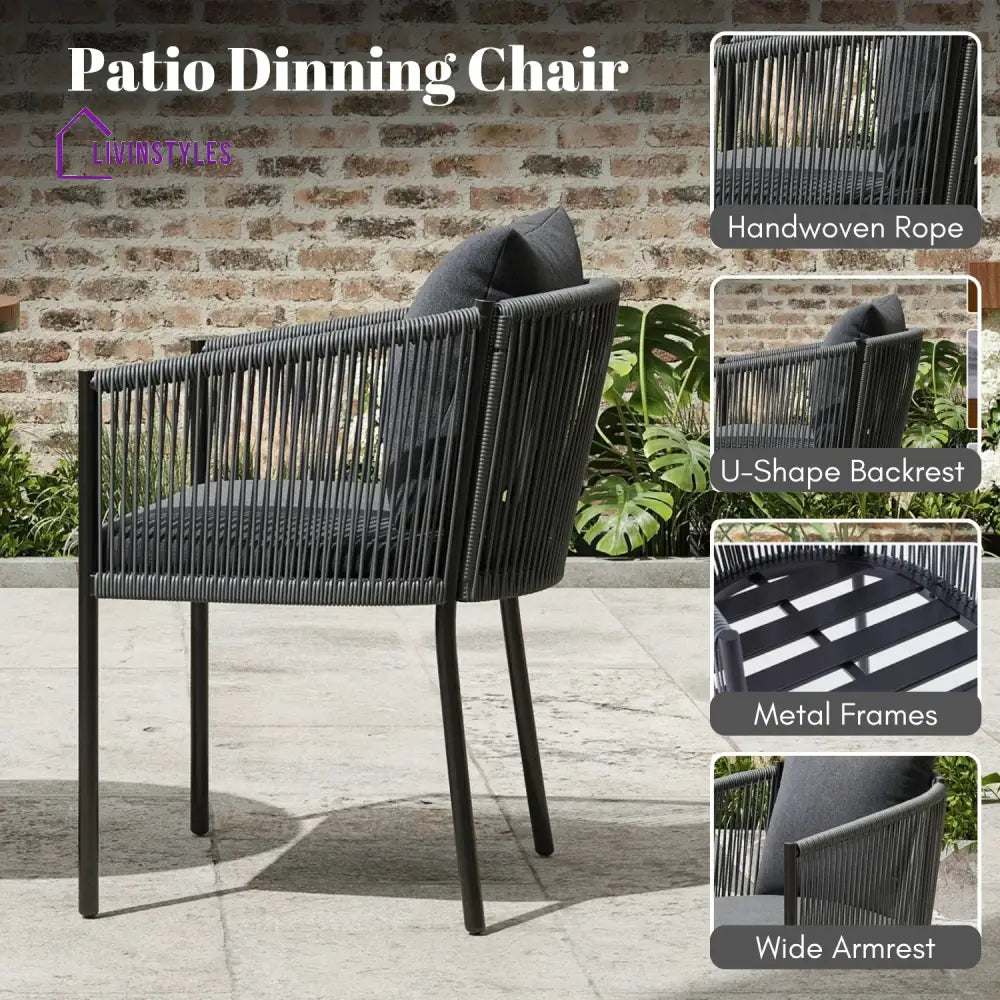 Mackenzie 2-Piece Outdoor Rope Patio Dining Chairs Dinning Chairs