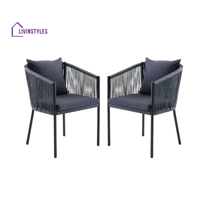 Mackenzie 2-Piece Outdoor Rope Patio Dining Chairs Dinning Chairs