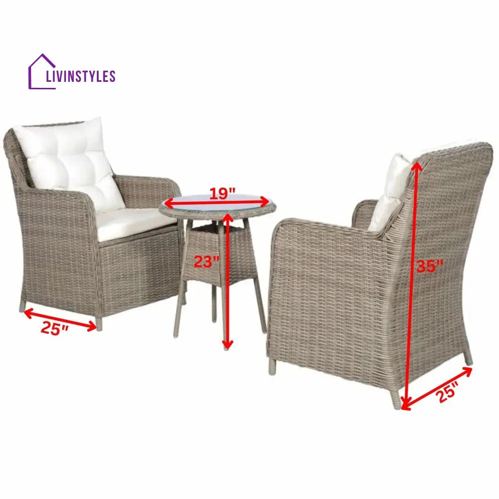 Maddy Outdoor Patio Seating Set 2 Chairs and 1 Table Set (Arabica) - Coffee Table Sets