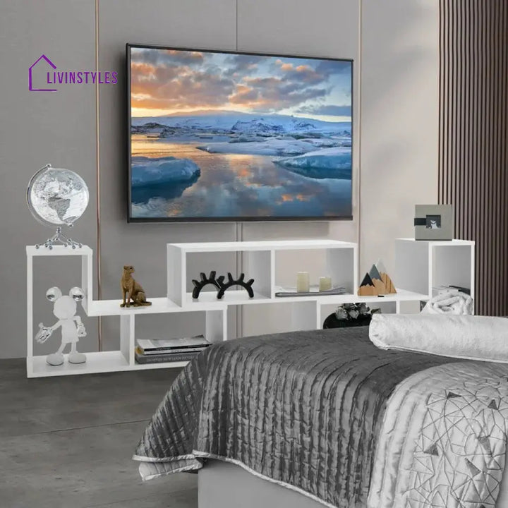 Madeleine White Finish Tv Unit Stand for Living Room