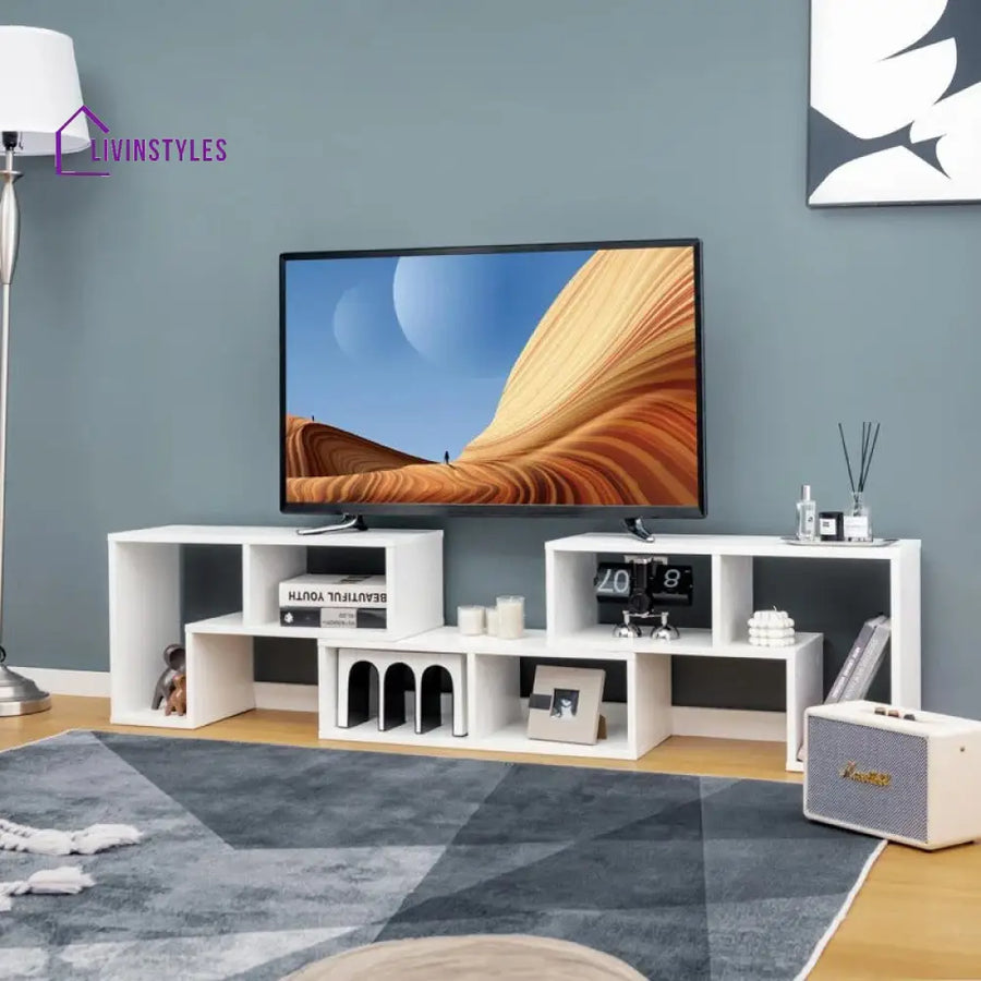 Madeleine White Finish Tv Unit Stand for Living Room