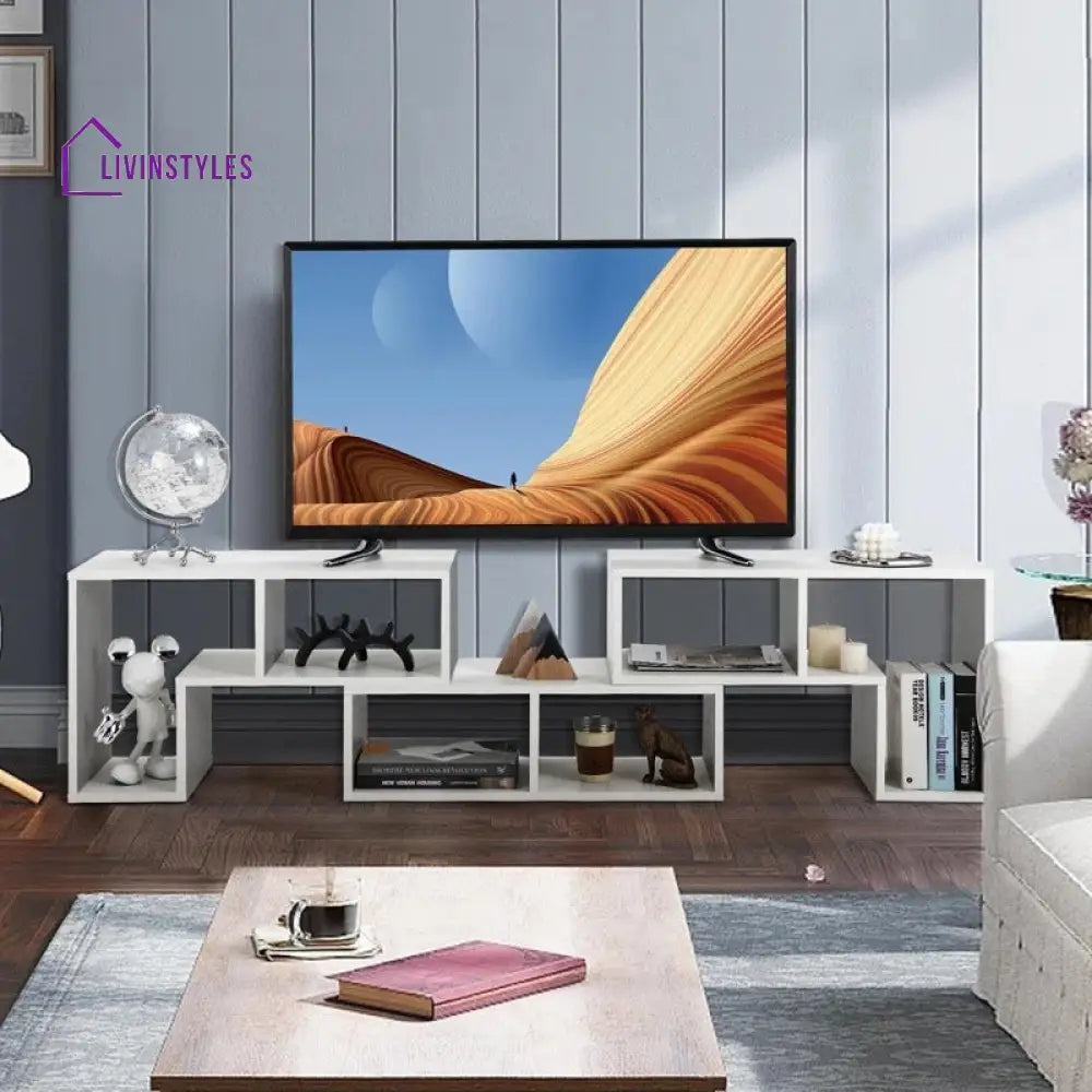 Madeleine White Finish Tv Unit Stand for Living Room