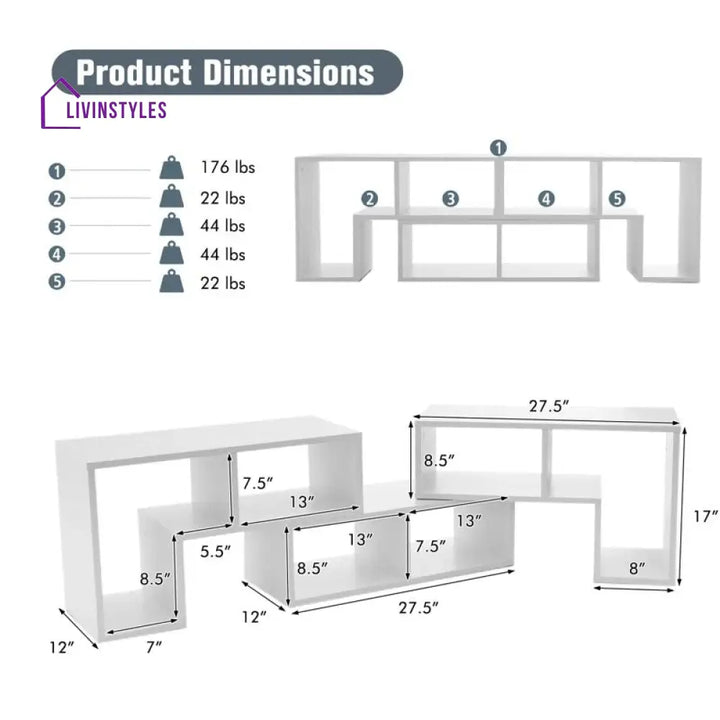 Madeleine White Finish Tv Unit Stand for Living Room