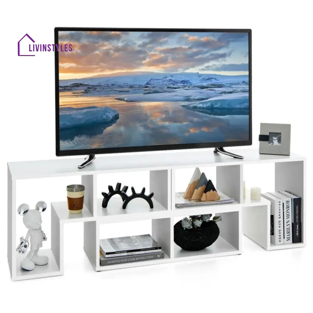 Madeleine White Finish Tv Unit Stand for Living Room