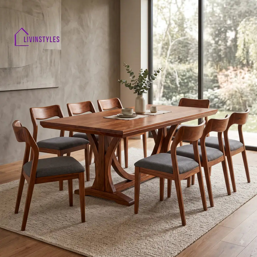 Madhavi Premium Solid Wood 8 Seater Dining Table Set