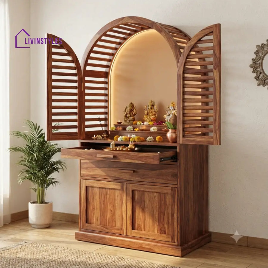 Madhavi Premium Solid Wood Home Temple | Pooja Mandir for Home