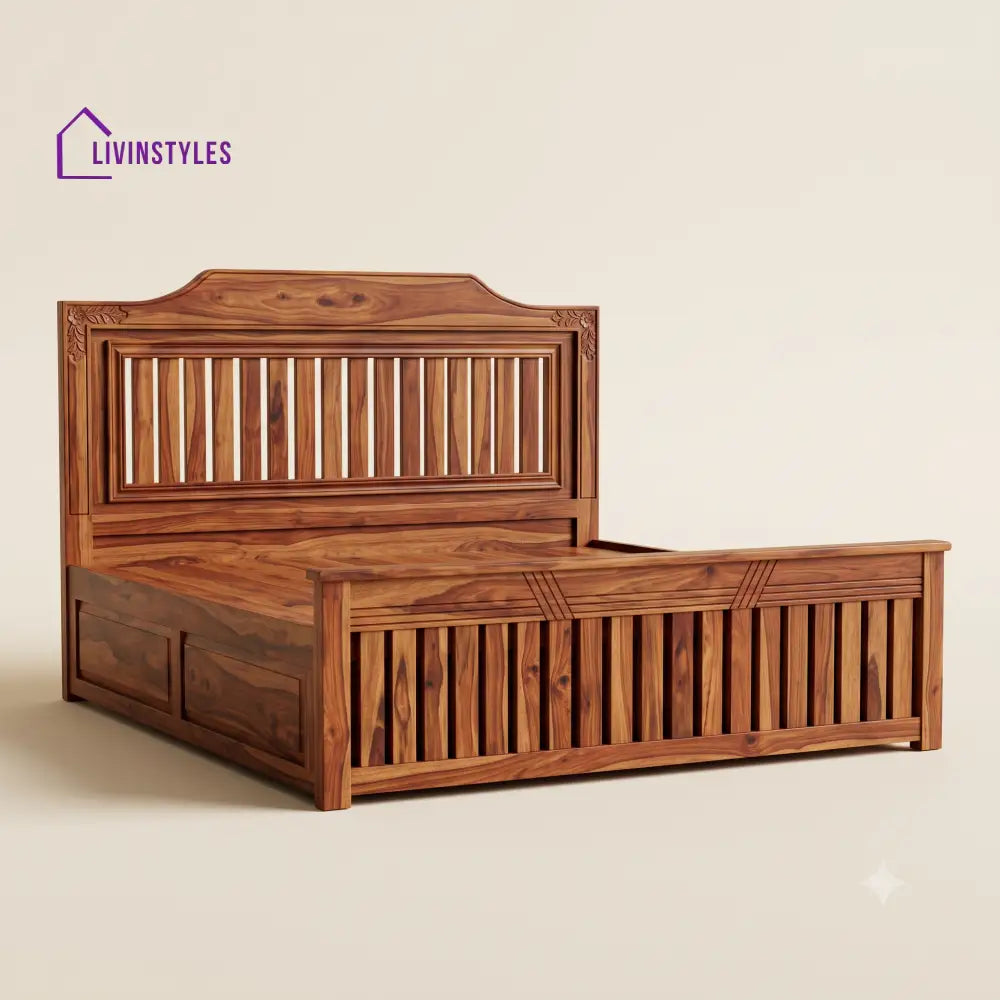 Madhumathi Sheesham Wood Bed With Box Storage | Wooden Bed