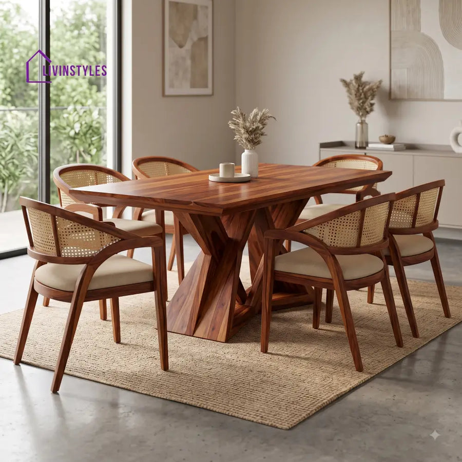 Madhumitha Premium Wooden 6 Seater Dining Table Set