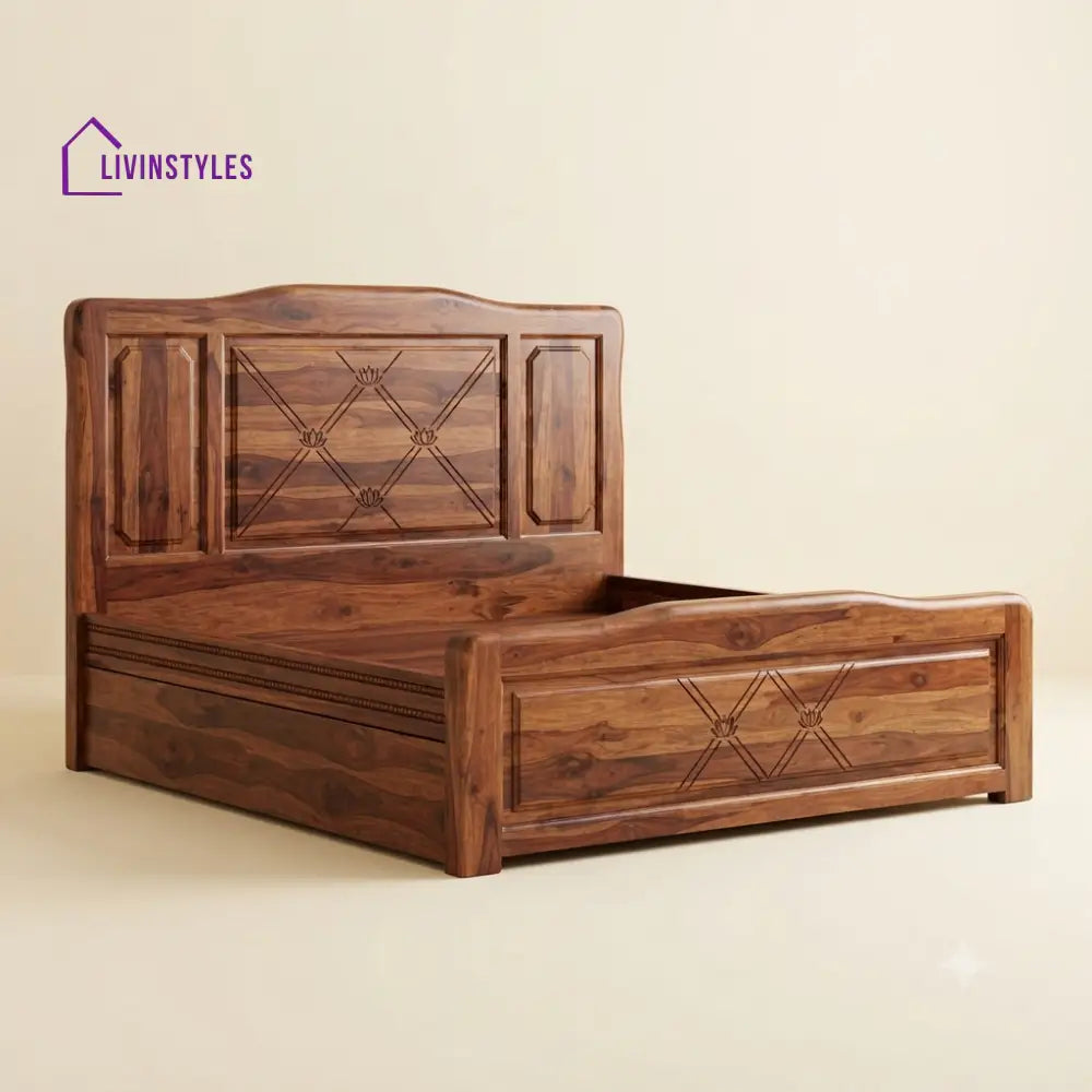 Madhumitha Sheesham Wood Bed With Box Storage | Wooden Bed