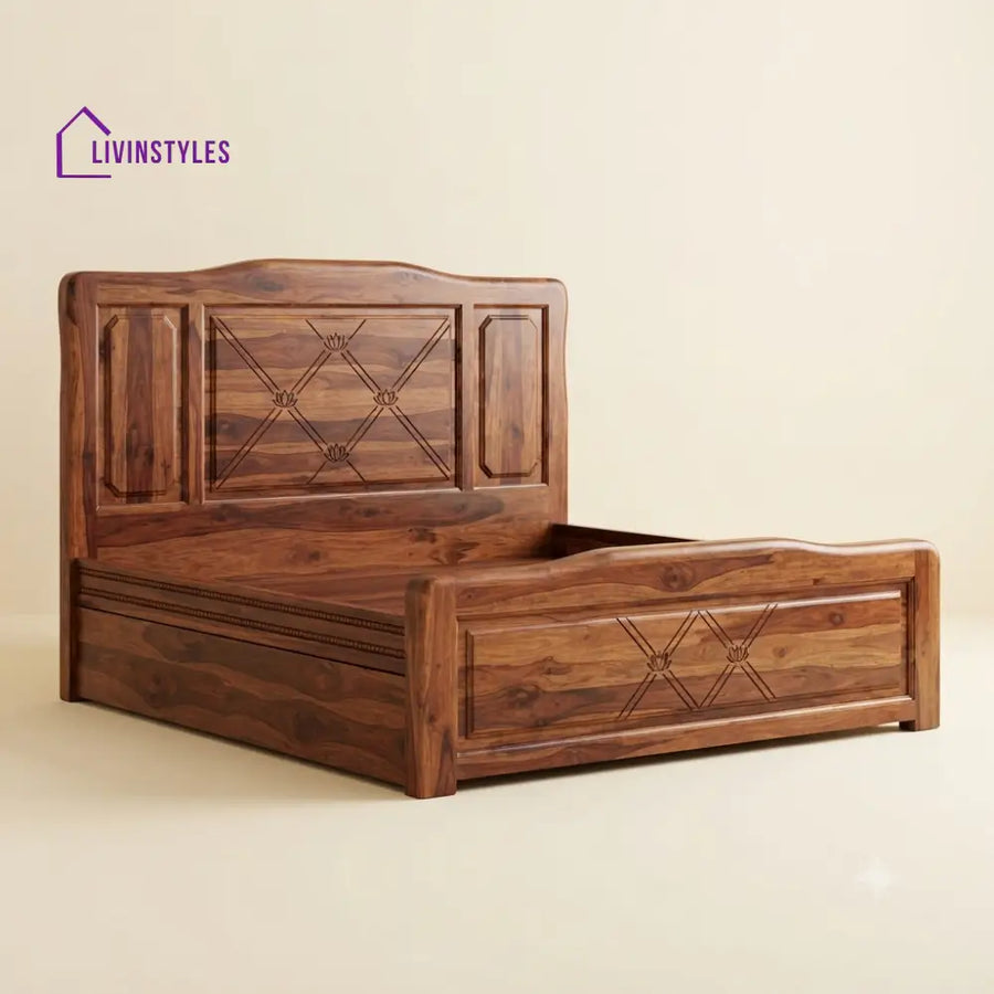 Madhumitha Sheesham Wood Bed With Box Storage | Wooden Bed