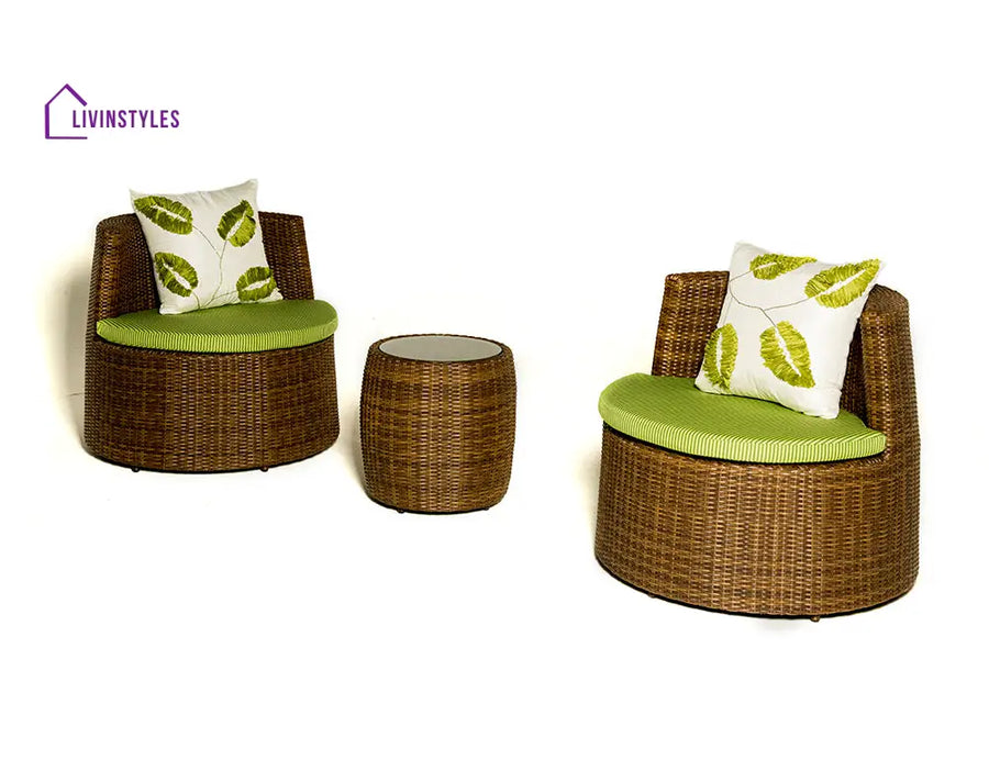 Madhuri Outdoor Patio Sofa Set 2 Chairs And 1 Table (Brown)