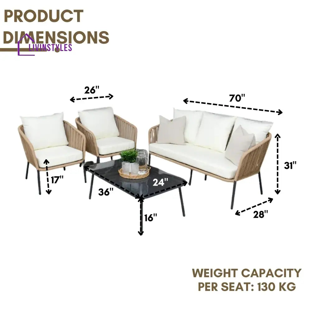 Madison 5-Seater Outdoor All-Weather Rope Sofa Set - Sofa Set