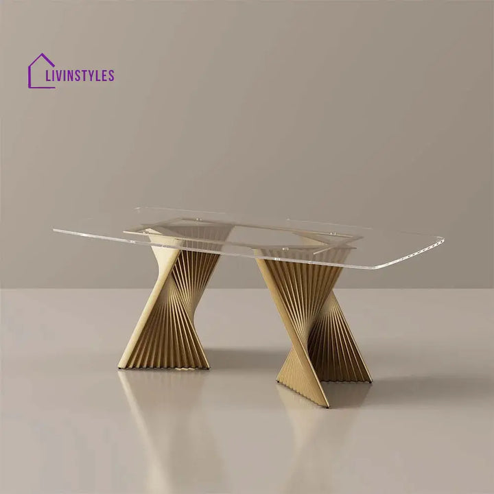 Madison Stainless Steel Dining Table Set with Glass Top | 6 Seater Dining Table Set