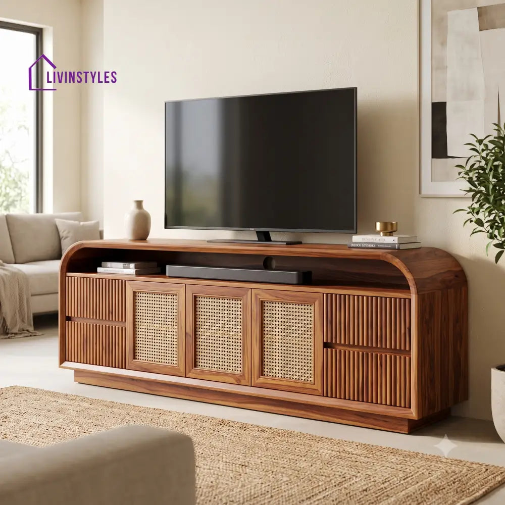Maelyne Solid Sheesham Wood Tv Unit for Living Room | Tv Cabinet | Tv Console Unit