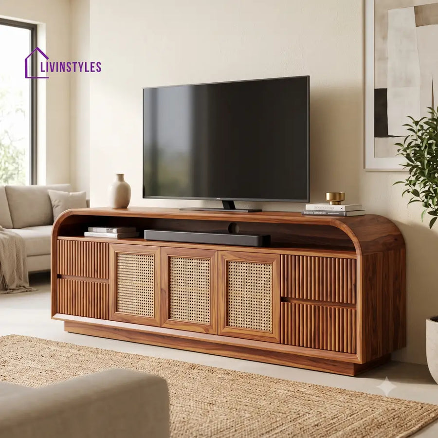 Maelyne Solid Sheesham Wood Tv Unit for Living Room | Tv Cabinet | Tv Console Unit