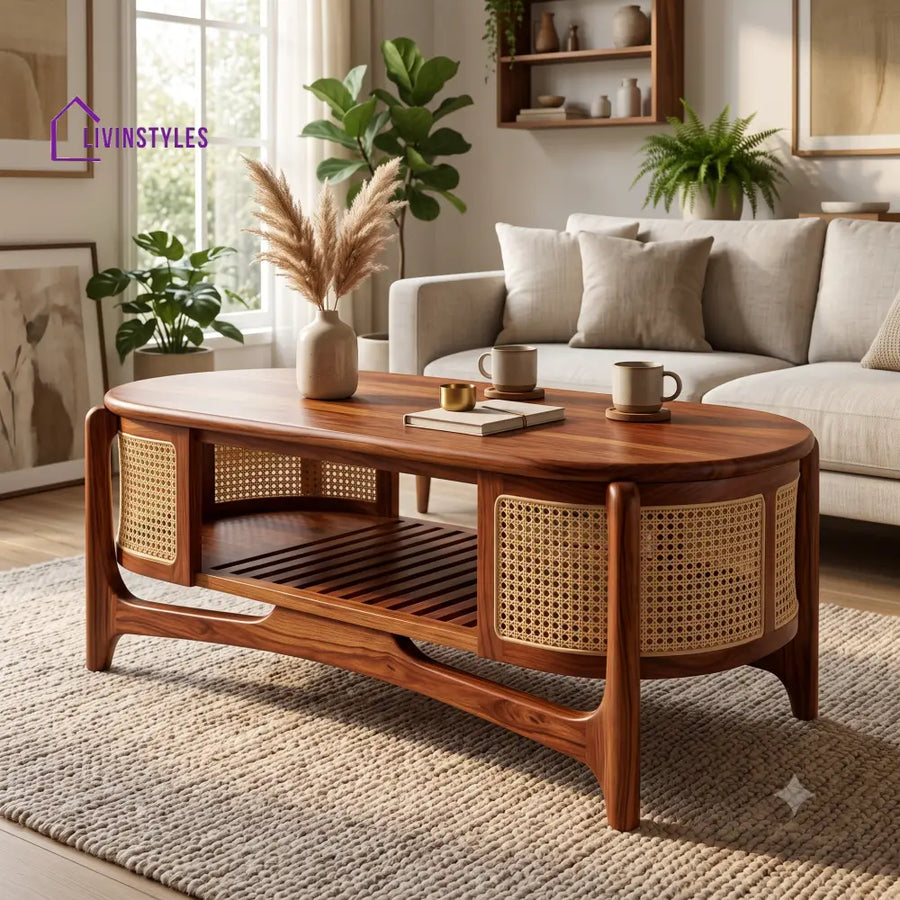 Maëlys Wooden Coffee Table for Living Room | Tea Table | Teapoy | Center table