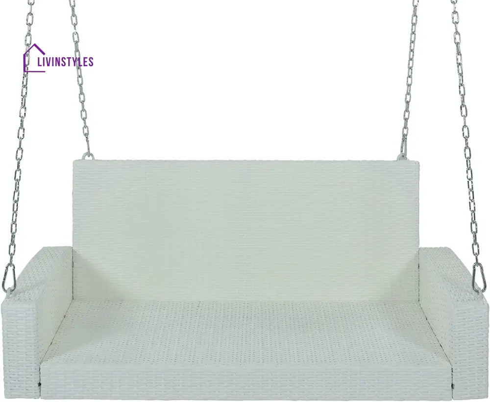 Magda Double Seater Hanging Swing Without Stand For Balcony Garden Swing (White + Grey) - Swings