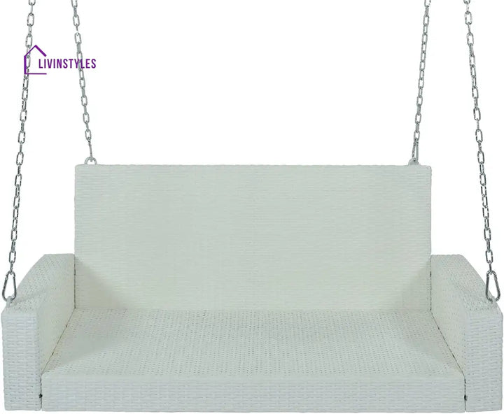 Magda Double Seater Hanging Swing Without Stand For Balcony Garden Swing (White + Grey) - Swings