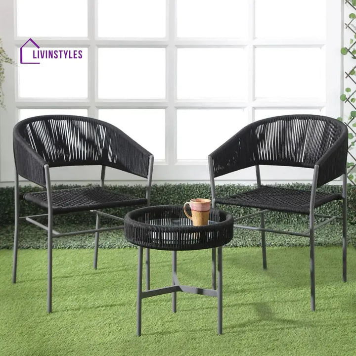 Magdalena 3-Piece Grey Rope Outdoor Patio Set - Patio Set