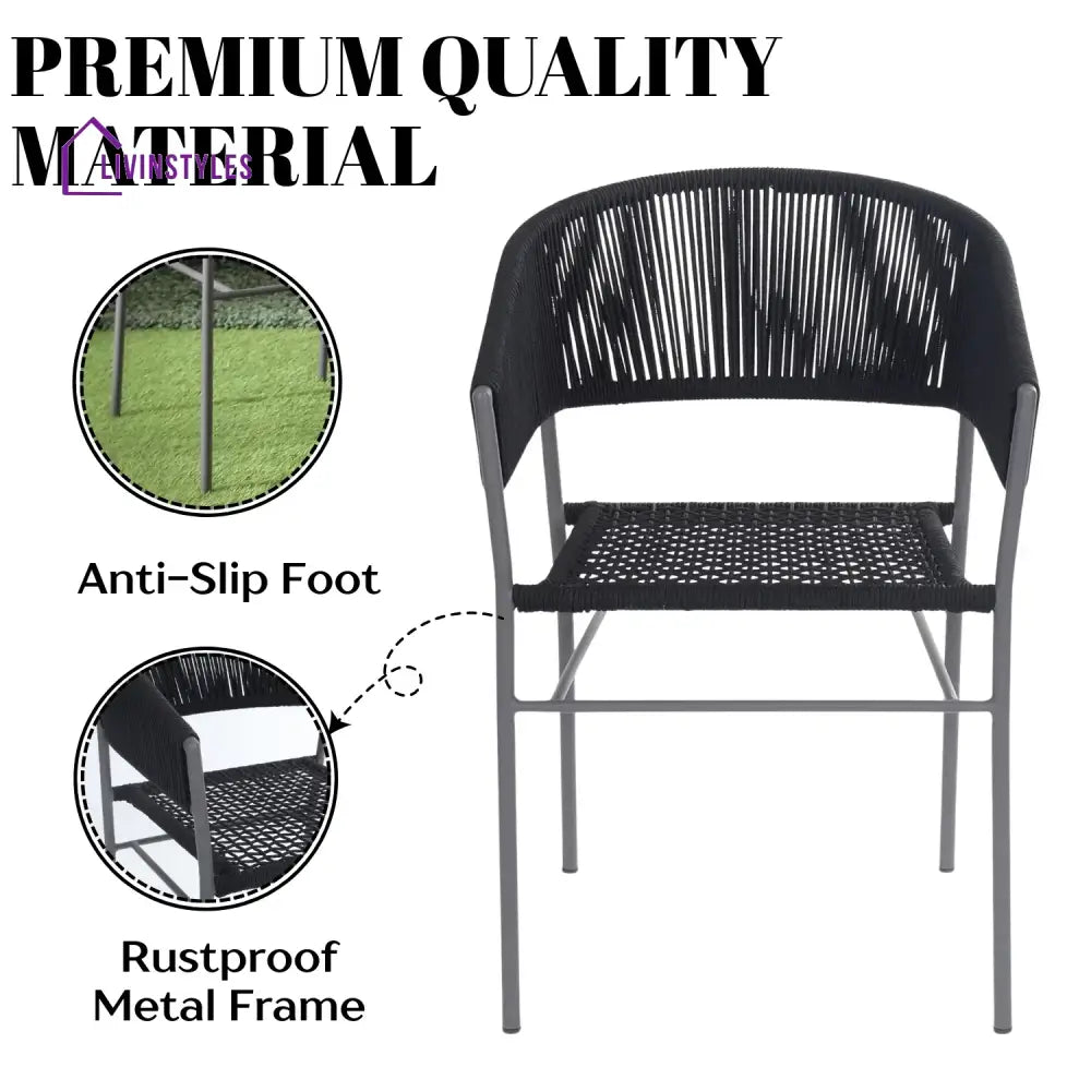 Magdalena 3-Piece Grey Rope Outdoor Patio Set - Patio Set