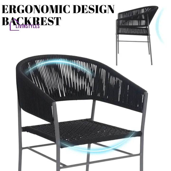 Magdalena 3-Piece Grey Rope Outdoor Patio Set - Patio Set