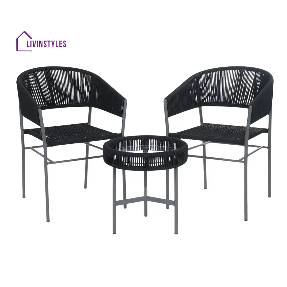 Magdalena 3-Piece Grey Rope Outdoor Patio Set - Patio Set