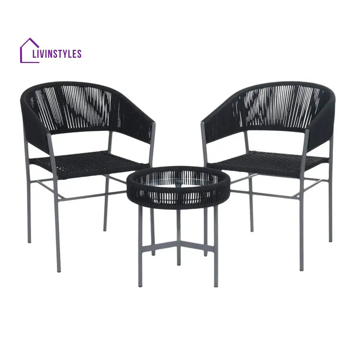 Magdalena 3-Piece Grey Rope Outdoor Patio Set - Patio Set