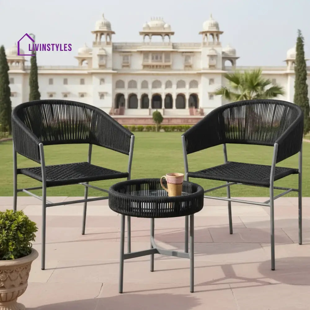 Magdalena 3-Piece Grey Rope Outdoor Patio Set - Patio Set