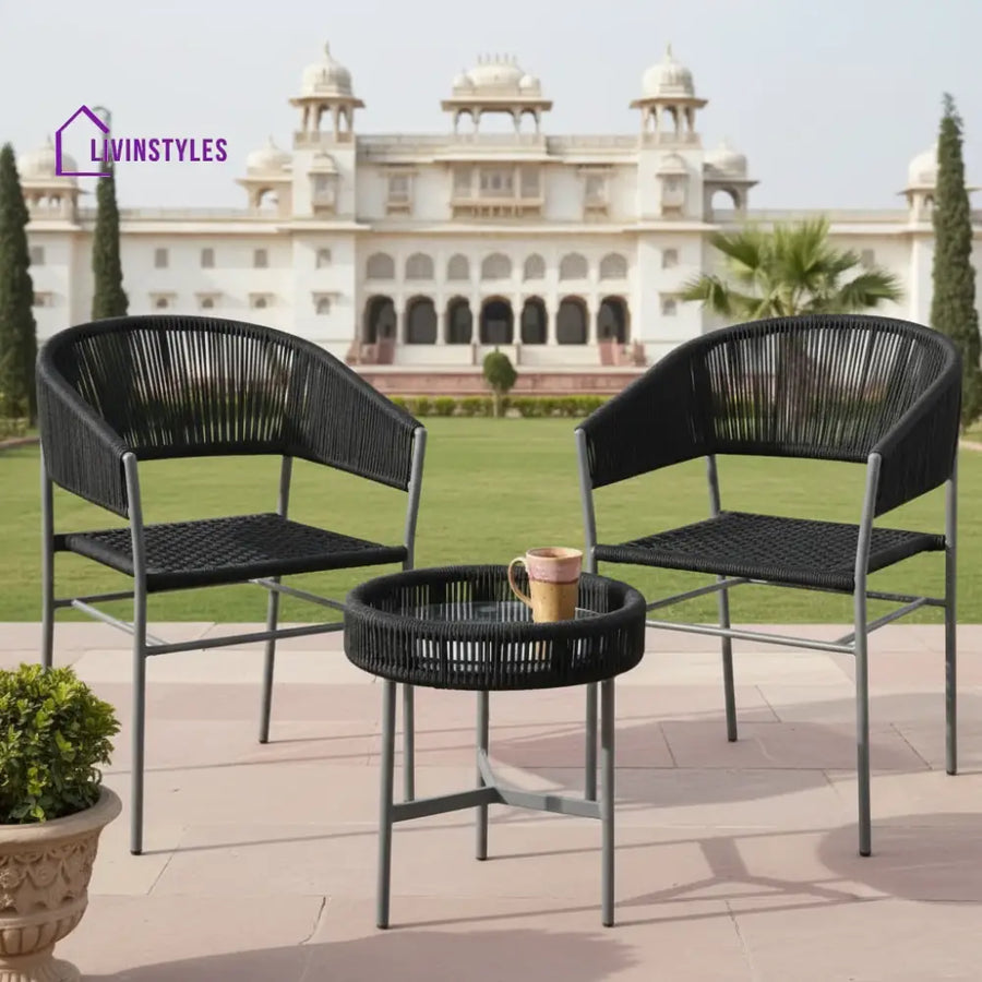 Magdalena 3-Piece Grey Rope Outdoor Patio Set - Patio Set
