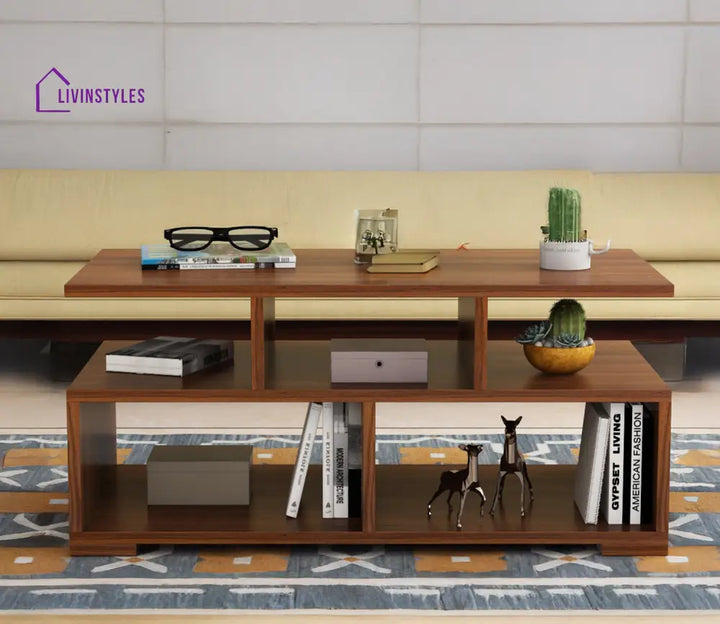 Maggie Coffee Table with Open Shelves | Rectangle Shape | Wooden Finish