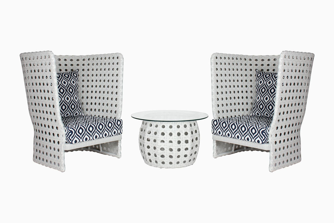 Amogh Outdoor Patio Seating Set 2 Chairs and 1 Table Set (White)