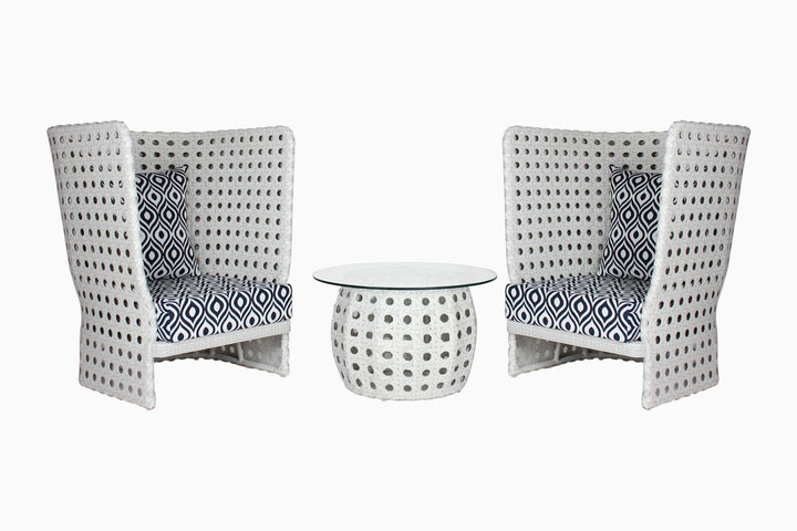 Amogh Outdoor Patio Seating Set 2 Chairs and 1 Table Set (White)