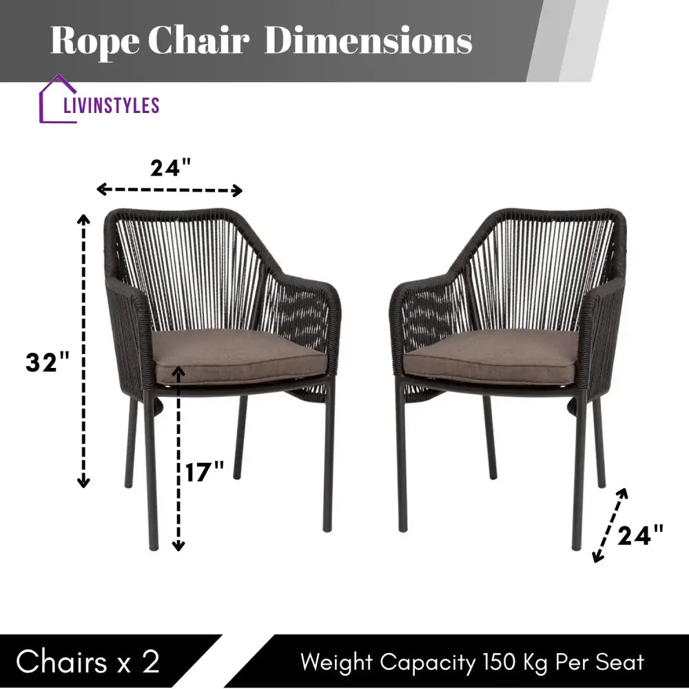 Magnolia 2-Piece Outdoor Rope Patio Dining Chairs - Dinning Chairs