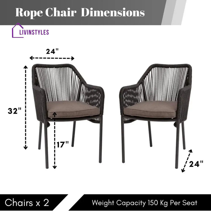 Magnolia 2-Piece Outdoor Rope Patio Dining Chairs - Dinning Chairs