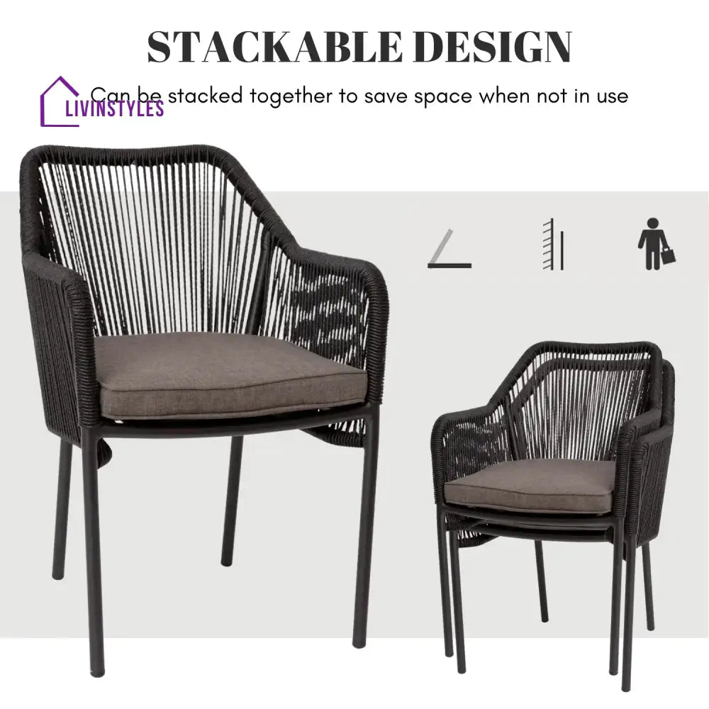 Magnolia 2-Piece Outdoor Rope Patio Dining Chairs - Dinning Chairs