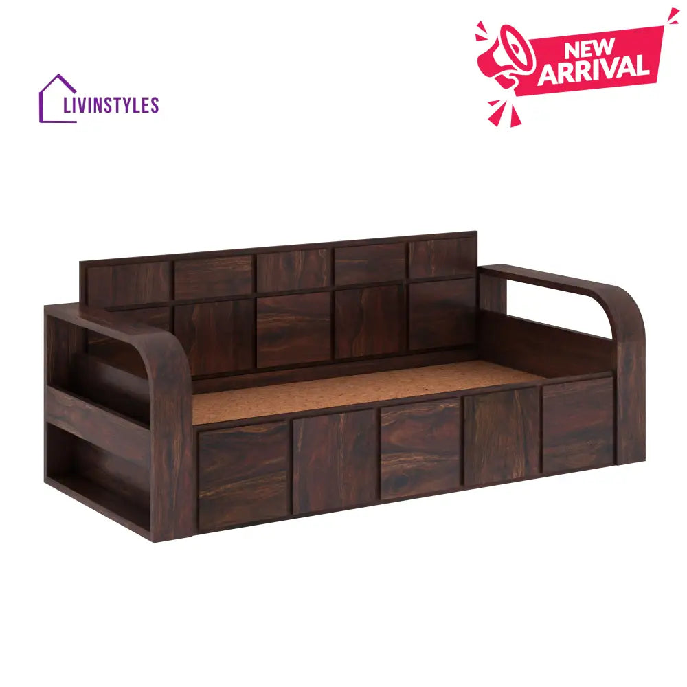 Magnolia Solid Sheesham Wood 3 Seater Sofa Cum Bed with Headboard Design Sofa Cum Bed