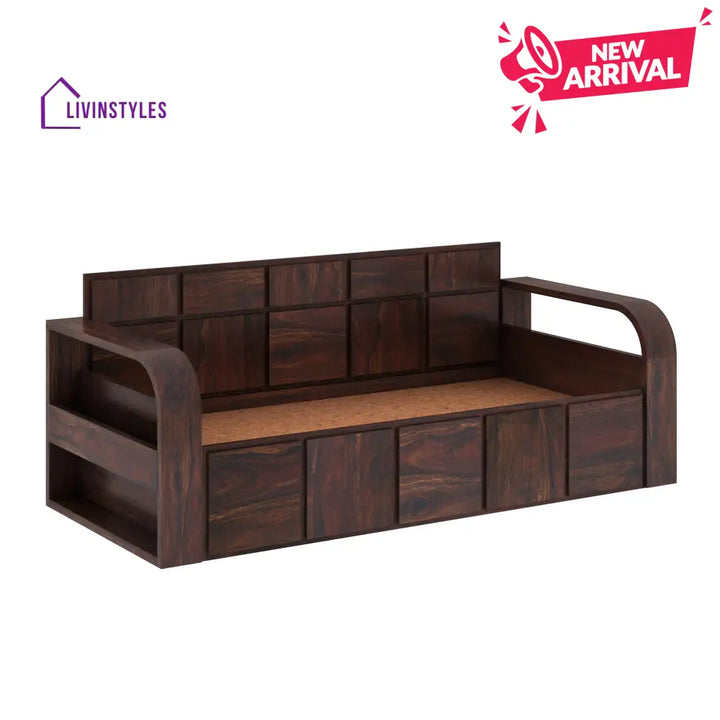 Magnolia Solid Sheesham Wood 3 Seater Sofa Cum Bed with Headboard Design Sofa Cum Bed