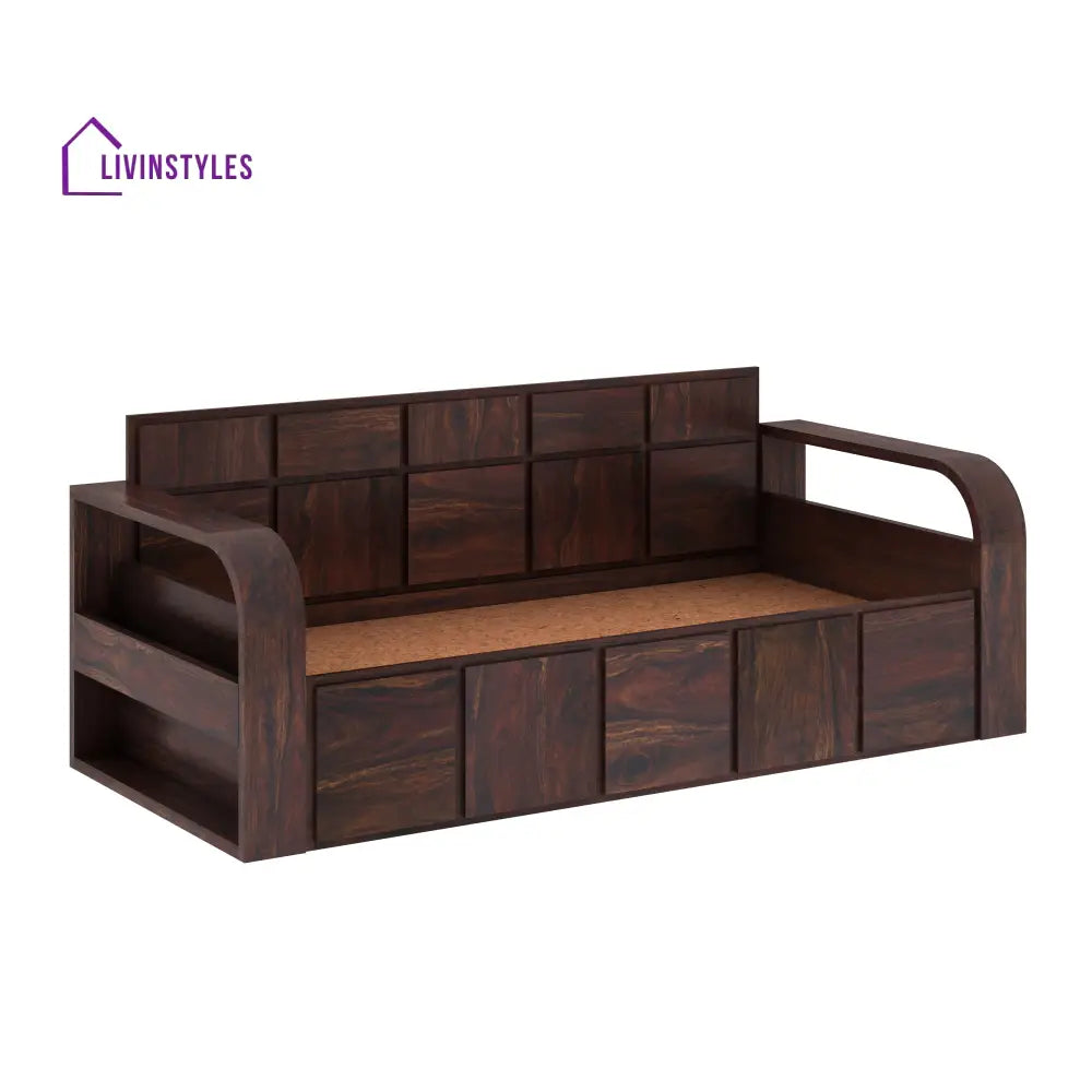 Magnolia Solid Sheesham Wood 3 Seater Sofa Cum Bed with Headboard Design Sofa Cum Bed