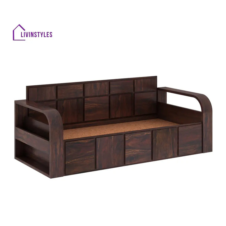 Magnolia Solid Sheesham Wood 3 Seater Sofa Cum Bed with Headboard Design Sofa Cum Bed