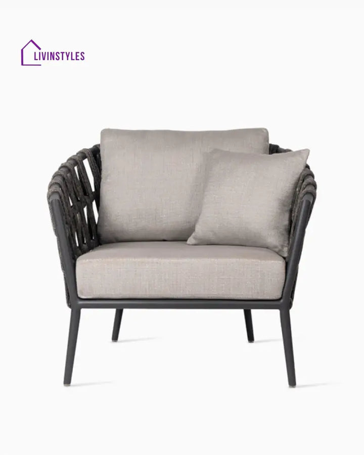 Magnus Outdoor Sofa Set 5 Seater 1 Single seater and 2 Center Table Set (Dark Grey) Braided & Rope - Sofa Sets