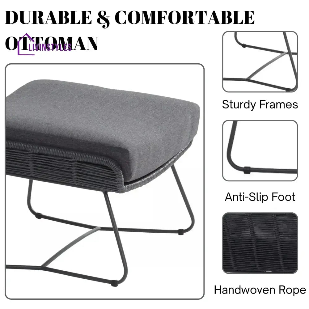 Maha Outdoor All-Weather Rope Footstool - Footrest