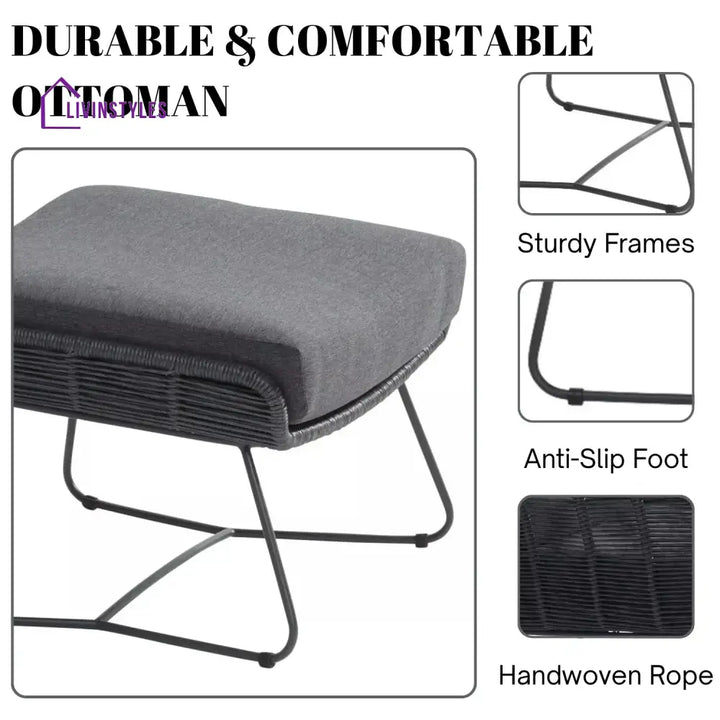Maha Outdoor All-Weather Rope Footstool - Footrest