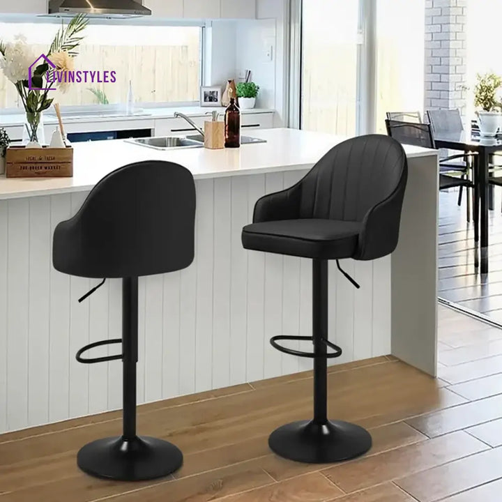 Mahesh Black Color Fressia Swiel Bar Stool Set Of-1